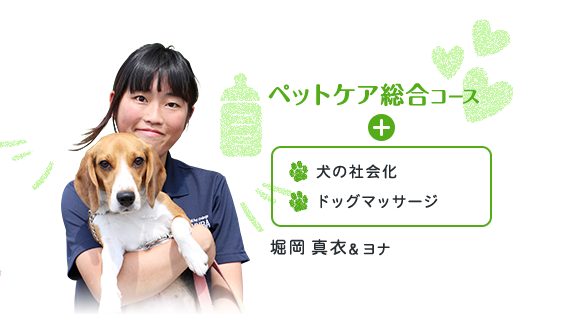 ペットケア総合コース+犬の社会化、ドッグマッサージ 堀岡真衣&ヨナ